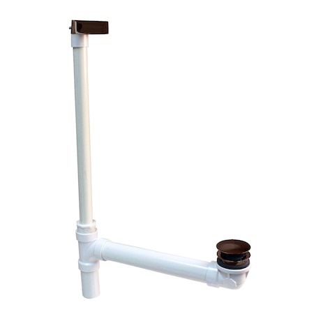 Westbrass Hidden Linear Overflow Sch. 40 PVC Tub Waste, W/ ADA Approved Tip-Toe Drain, in Oil Rubbed Bronze 493244HLD-12